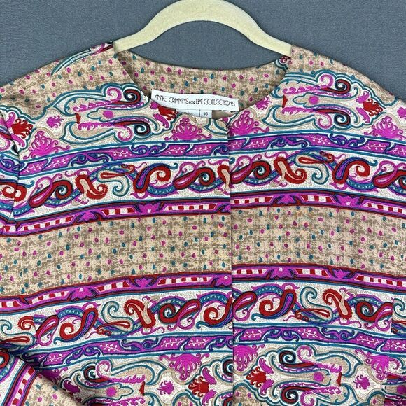 Vintage Anne Crimmins for Umi Blazer Womens 16 Abstract Paisley Print Silk Lined - Picture 2 of 11